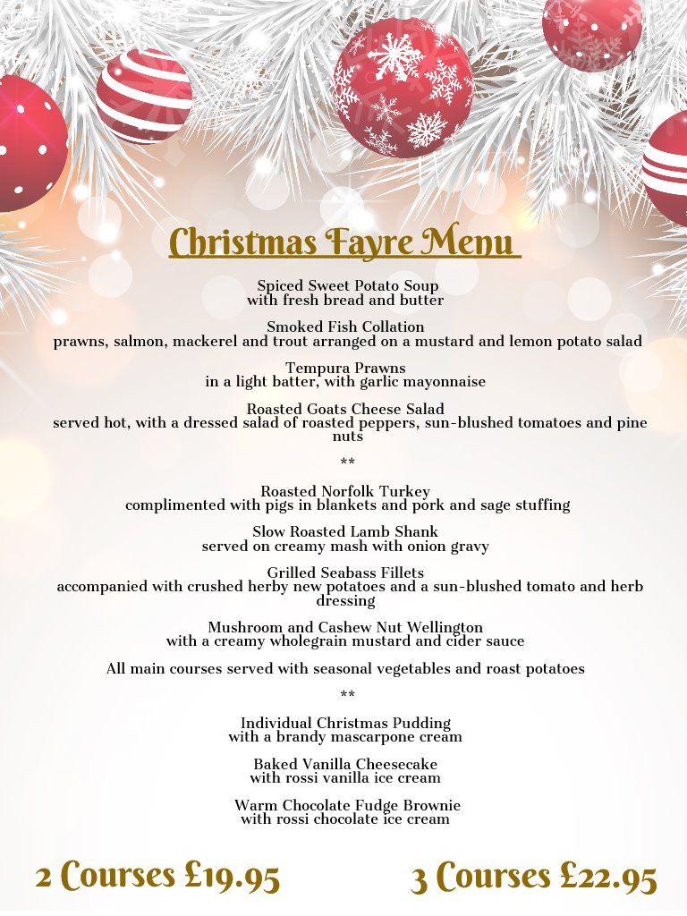 Christmas Menu Bull Pub